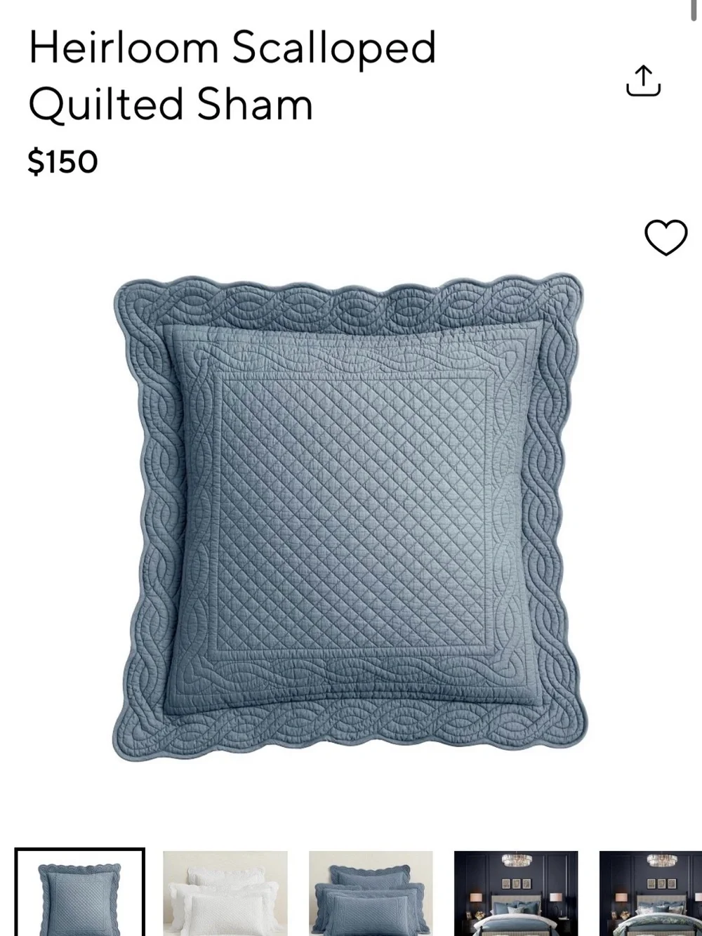 Pottery Barn Heirloom Scalloped Quilted Sham